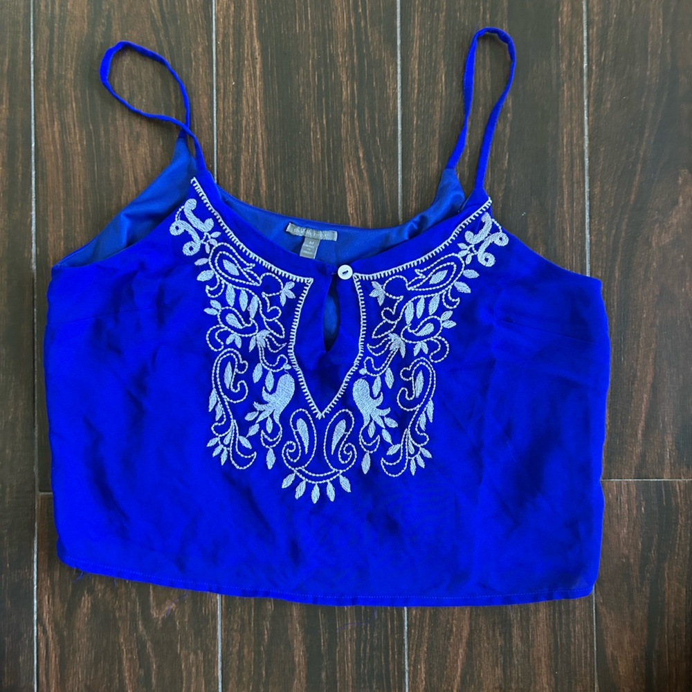 Blue Embroidered Crop Top Size Medium Charlotte Russe